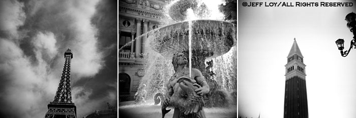 The Paris and Venetian Hotels, Las Vegas, Nevada.